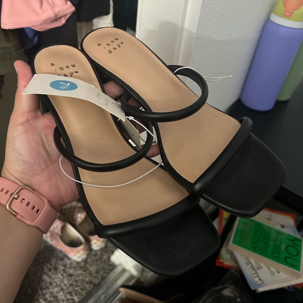 A New Day Black Strappy Heels